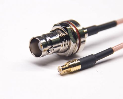 BNC連接線防水母頭前鎖板直式轉MCX公頭直式接RG316線
